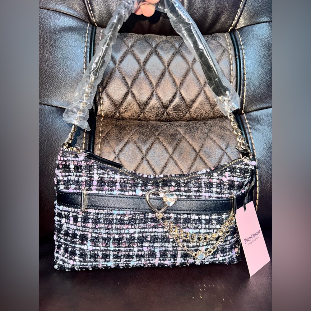 Juicy Couture Open Heart Shoulder Bag Black Multi/Liquor